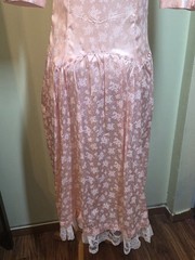 VTG 80s Joni Blair Romantic Lace Collar Pink Satin Dress Sz 7 Cottage Prairie