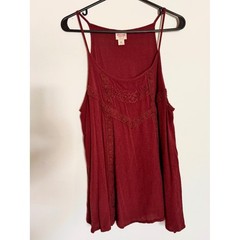 Y2K, peasant, fairy-grunge, Lace Trim Camisole, Mossimo burgundy lace top XXL
