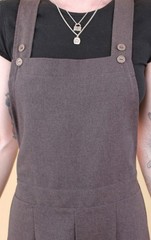 90s does 40s Vtg Grey Overalls Wide Leg Suspender Jumpsuit Polyester M W26-30″
