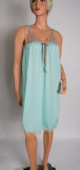 💖 AVIAN Seafoam Green Nylon Spaghetti Strap Nightgown Chemise S Lace Trim NWT