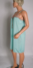 💖 AVIAN Seafoam Green Nylon Spaghetti Strap Nightgown Chemise S Lace Trim NWT