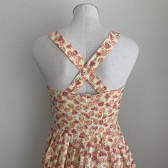 VTG Laura Ashley Maxi Dress US 8 UK 12 Pink Mimosa Floral Cotton Sundress