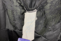 42 XL Vintage triangle bust lace insert slip sissy black shadow panel Nylon