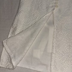 VTG White Crochet Tunic Top Short Sleeve Tie Back Cottagecore 90’s Boho Sz 9/10