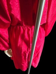 vtg d.Frank womens red silky dress with open blouson back secretary 80s size 14
