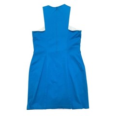 Linda Segal Vintage Dress Fish Brooch Cutout Colorblock Blue Green White 10