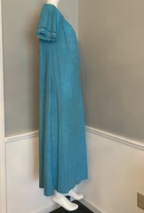 Vintage Gloria Moret Blue Terry Cloth Maxi Dress Size M Made In USA Retro 1970s