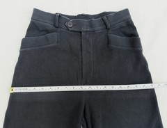 Vintage 80s Black Stirrup Pants Flat Front Pockets Trouser Stretch Cotton 8/10