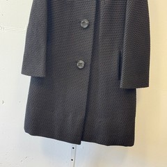 Vintage John Wanamaker Fur Collar Textured Wool Overcoat ILGWU Union Made Black
