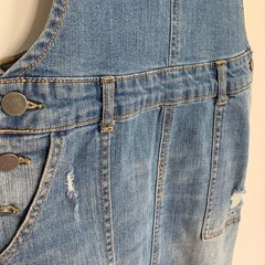 Hot Topic Denim Overall Skirt Skirtall Distressed XS