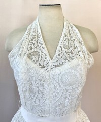 Vintage 1940s 1950s Wedding Dress Harry Keiser Bolero 29 Bust XXS XS Halter Gown