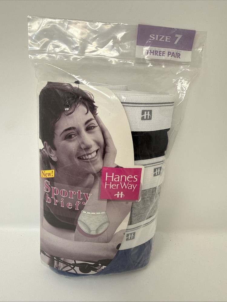 Vintage 1996 Hanes Her Way Sporty Brief Panties Size 7 Cotton Panty Underwear