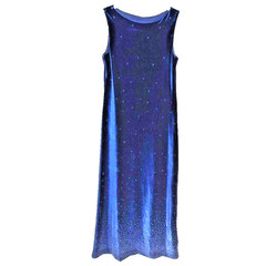 Vtg Storybook Crushed Velvet Crystal Sparkle Maxi Dress Size 12 Blue Whimsigoth