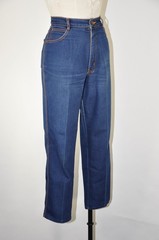 80s Gitano Dark Blue Indigo Cotton High Waist Straight Denim Pants Jeans Women M