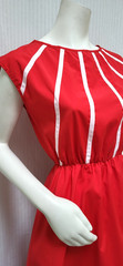 NOS Vintage 1970s Sears The Fashion Place Red White Stripe Dress – Size S/M