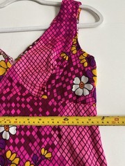Vintage 60s Alfred Shaheen Hawaii 10 Long floral dress Neon Pink Barkcloth