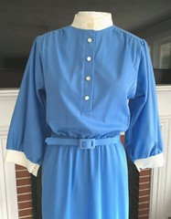 Vintage 1970s Sears The Fashion Place Blue Belted Dress Size 8