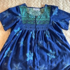 Coastal National blue greens star fish women’s long lounge dress size M leisure
