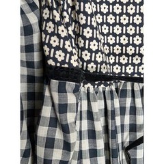 Vintage Prairie Maxi Dress Juniors 7 Velvet Trim Floral Black Mr Jac Jr Gingham