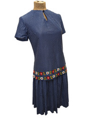 Vintage 1960’s Blue White Polka Dot Groovy Skirt & Top Set by Sue Brett S