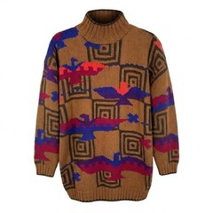 Harolds Vintage Southwestern Thunderbird Aztec Cotton Sweater Brown S/M – CJ