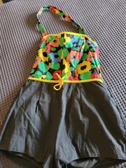 VINTAGE 1950S 1960s LADIES COTTON SWIMSUIT PLAYSUIT Size XS/S RARE