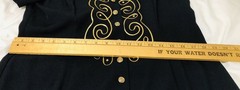 Vintage S.L. Fashions Dress sz 14 Black Gold Embossed With Gold Tone Buttons