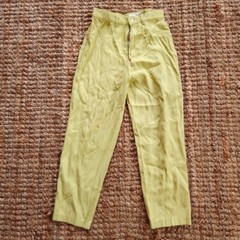 Vtg 90s Lime Green Pants, Caché, Cotton, Acetate, 26″ – 30″ Waist