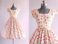 Vintage 1950s Rare Jonathan Logan Harlequin Print Dress XS/S