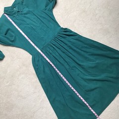 Vintage Laura Ashley Teal Green Corduroy Dress Great Britain US 10 UK 12