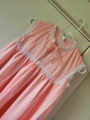 VTG Eve Stillman Peach satin Embroidered White Lace Sleeveless Long Nightgown S