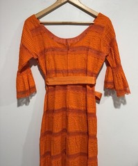 Vintage Handmade 40s 50s Dress Bright Orange Lined 34” Bust Formal Wear