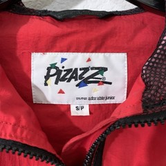 Vintage 80s Jacket Pizazz Full Zip 6 Pocket Windbreaker w Hood Red Womens Small