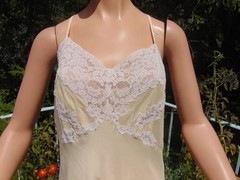 VTg 1930s Bullock’s Wilshire Silk Charmuse & Lace Teddy Chemise 42B