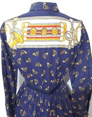 LOT 2 Vintage 1990s Dress Silk Linda Allard Ellen Tracy XS/S Serbin Horn Print