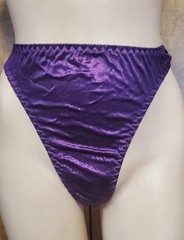 Vintage Shiny Purple Second Skin Satin Hi-Cut Thong Bikini Panties, Sz. 7; HTF!
