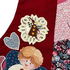 Handmade Angel Vest Patchwork Applique Embroidery Hearts Christmas 80s vintage