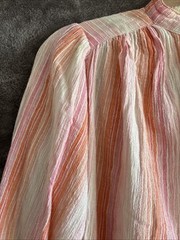Ann Taylor True Vintage 70s Wrap Skirt Set Outfit Gauzy Pink Stripes Mod Necktie