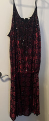 Vintage 80s Burgendy Lace Sequin & Beads 2pc Dress XXXL