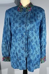 Howard Wolf of Dallas Button Up Shirt Blue with Pink Green Blue Collar Size 6