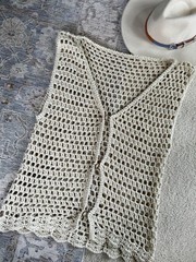 Handmade Crochet Vest Swimsuit Coverup Retro Vintage