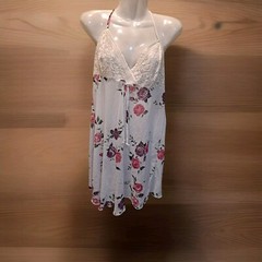 Vintage Petra Fashions Floral Short Nightgown Women’s L Lace Spaghetti Straps
