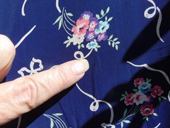 VTG 1930s Blue Novelty Print Rayon Home Made Dress 32W