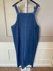 Vintage Premier International Denim Jean Jumper Dress 2X Embroidered Flower
