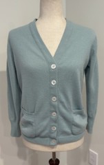 Dalton 100% Cashmere Cardigan Sweater Pockets Blue True Vintage Women’s 38 S/M