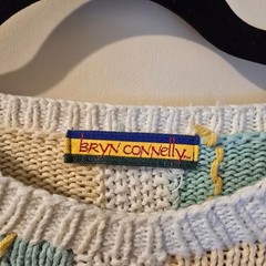 Bryn Connelly Vintage Pastel Floral Patchwork Knit Sweater Cottagecore Crewneck