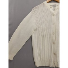 Vintage Pointelle Cable Knit Cardigan Sweater Women L Cream