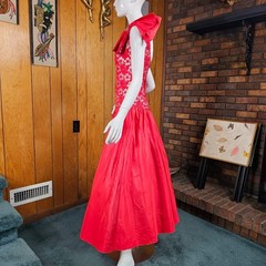 Vtg 80s Eve of Milady One Shoulder Satin Silver Ball Gown Prom Pageant Dress S