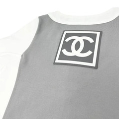 CHANEL Sport Vintage 01P CC Rompers One Piece #34 Zip Gray White Nylon