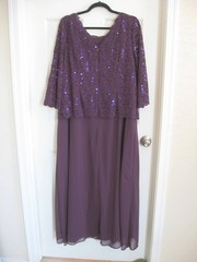 Vintage Purple Embellished Lace & Chiffon Evening Gown- Size 16W – Alex Evenings